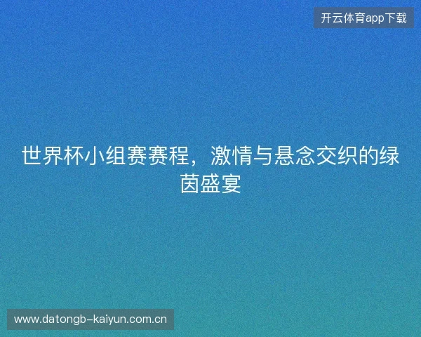 世界杯小组赛赛程，激情与悬念交织的绿茵盛宴